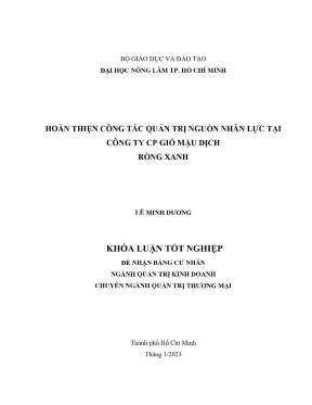 Khóa luận tốt nghiệp quản trị kinh doanh hoàn thiện công tác quản trị nguồn nhân lực tại công ty cp gió mậu dịch rồng xanh