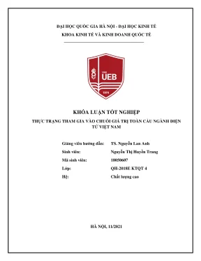 Khóa luận tốt nghiệp kinh doanh quốc tế thực trạng tham gia vào chuỗi giá trị toàn cầu ngành điện tử việt nam