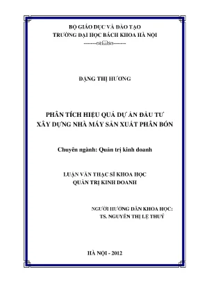 Phân tích hiệu quả dự án đầu tư xây dựng nhà máy sản xuất phân bón