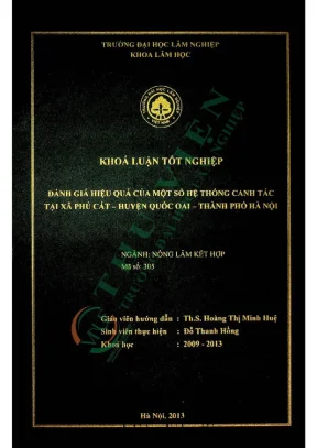 Đánh giá hiệu quả một số hệ thống canh tác tại xã phú cát huyện quốc oai thành phố hà nội