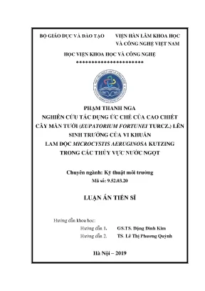 Nghiên cứu tác dụng ức chế của cao chiết cây mần tưới eupatorium fortunei turcz lên sinh trưởng của vi khuẩn lam độc microcystis aeruginosa kutzing trong các thủy vực nước ngọt