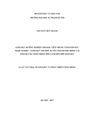 Giáo dục hướng nghiệp cho học viên ở trung tâm gdnn gdtx thành phố móng cái tỉnh quảng ninh trong bối cảnh đổi mới giáo dục