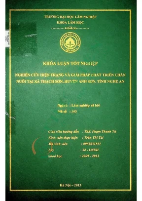 Nghiên cứu hiện trạng và giải pháp phát triển chăn nuôi tại xã thạch sơn huyện anh sơn tỉnh nghệ an