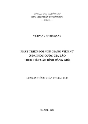 Phát triển đội ngũ giảng viên nữ ở đại học quốc gia lào theo tiếp cận bình đẳng giới