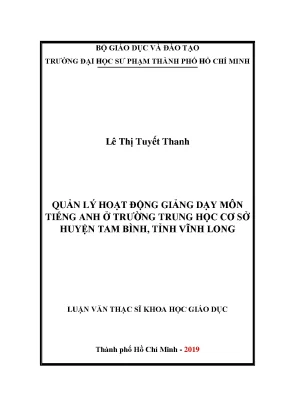 Quản lý hoạt động giảng dạy môn tiếng anh ở trường trung học cơ sở huyện tam bình tỉnh vĩnh lon