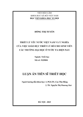 Triết lý yêu nước việt nam và ý nghĩa của việc giáo dục triết lý đó cho sinh viên các trường đại học ở nước ta hiện nay