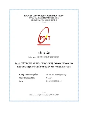 Đề tài xây dựng kế hoạch quan hệ công chúng cho thương hiệu tổ chức sự kiện mr fashion night