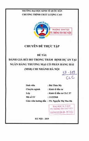 Chuyên đề thực tập đánh giá rủi ro trong thẩm định dự án tại ngân hàng thương mại cổ phần hàng hải msb chi nhánh hà nội