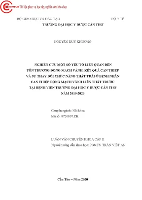 Nghiên cứu một số yếu tố liên quan đến tổn thương động mạch vành kết quả can thiệp và sự thay đổi chức năng thất trái ở bệnh nhân can thiệp động mạch vành liên thất trước tại bệnh viện 1