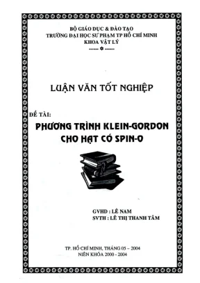 Khóa luận tốt nghiệp vật lý phương trình klein gordon cho hạt có spin o