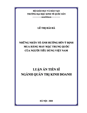 Hững nhân tố ảnh hưởng đến ý định mua hàng may mặc trung quốc của người tiêu dùng việt nam