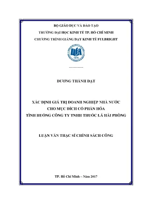 Xác định giá trị doanh nghiệp nhà nước cho mục đích cổ phần hóa tình huống công ty tnhh thuốc lá hải phòng