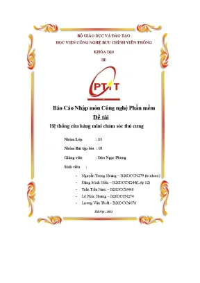 Báo cáo nhập môn công nghệ phần mềm đề tài hệ thống cửa hàng mini chăm sóc thú cưng