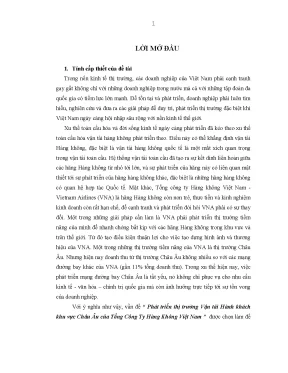 Phát triển thị trường vận tải hành khách tại khu vực châu âu của tổng công ty hàng không việt nam