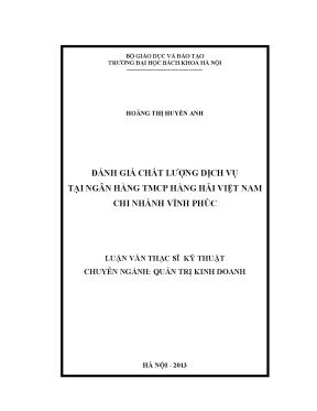 Đánh giá chất lượng dịch vụ tại ngân hàng tmcp hàng hải việt nam chi nhánh vĩnh phúc