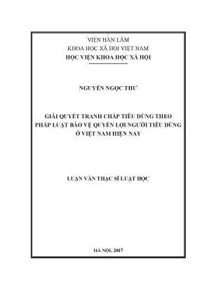 Giải quyết tranh chấp tiêu dùng theo pháp luật bảo vệ quyền lợi người tiêu dùng ở việt nam hiện nay