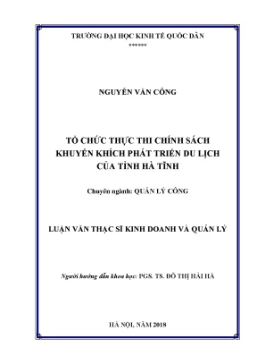 Tổ chức thực thi chính sách khuyến khích phát triển du lịch của tỉnh hà tĩnh