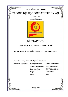 Bài tập lớn thiết kế hệ thốnng cơ điện tử đề tài quạt thông minh
