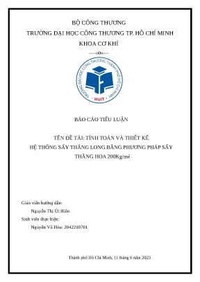 Đồ án sấy thăng hoa với năng suất 200kgmẻ
