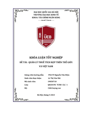 Khóa luận tốt nghiệp tài chính ngân hàng quản lý thuế tích hợp trên thế giới và việt nam