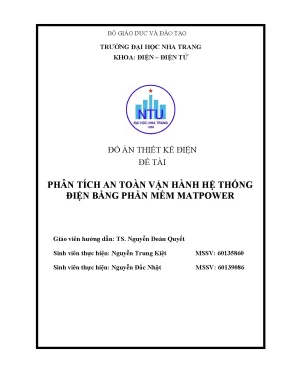 Đồ án thiết kế điện đề tài phân tích an toàn vận hành hệ thống điện bằng phần mềm matpower