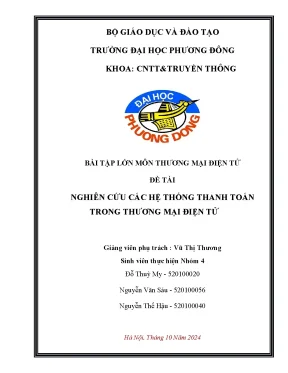 Bài tập lớn môn thươngmại điệntửđề tài nghiên cứu các hệ thốngthanhtoántrong thương mại điệntử