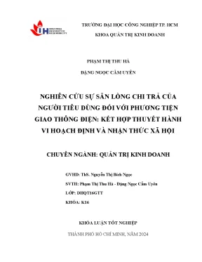 Khóa luận tốt nghiệp nghiên cứu sự sẵn lòng chi trả của người tiêu dùng đối với phương tiện giao thông điện kết hợp thuyết hành vi hoạch định và nhận thức xã hội