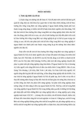 Luận án ts ktpt phát triển sinh kế theo hướng bền vững trong lĩnh vực nông nghiệp ở ngoại thành hà nội