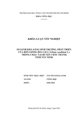 Khóa luận tốt nghiệp nông học so sánh khả năng sinh trưởng phát triển của bốn giống hoa lily lilium candidum l trồng chậu tại huyện châu thành tỉnh tây ninh