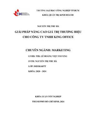 Khóa luận tốt nghiệp giải pháp nâng cao giá trị thương hiệu cho công ty tnhh king office