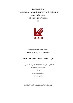 Đồ án nền và móng thuyết minh uah 2024