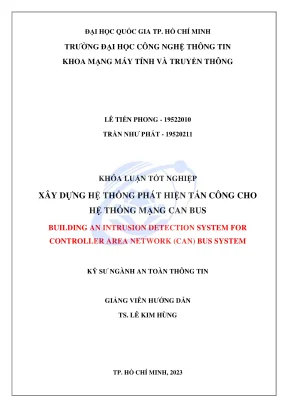 Khóa luận tốt nghiệp an toàn thông tin xây dựng hệ thống phát hiện tấn công cho hệ thống mạng can bus