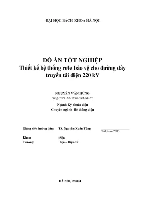 Đồ án tốt nghiệp thiết kế hệ thống rơle bảo vệ cho đường dây truyền tải điện 220 kv