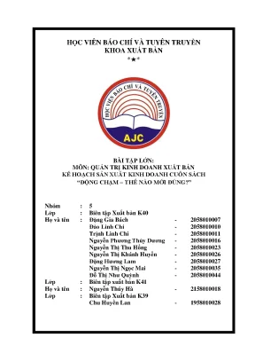 Kế hoạch sản xuất kinh doanh cuốn sách động chạm thế nào mới đúng