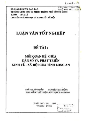 Khóa luận tốt nghiệp địa lý mối quan hệ giữa dân số và phát triển kt xh tỉnh long an