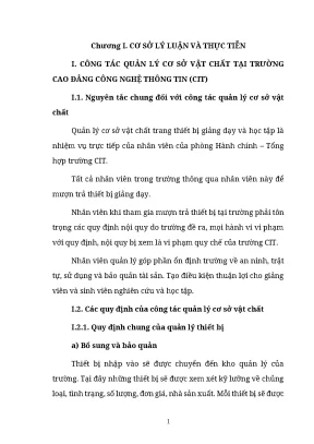 Luận văn công tác quản lý cơ sở vật chất tại trường cao đẳng công nghệ thông tin