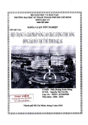 Khóa luận tốt nghiệp địa lý hiện trạng và giải pháp nâng cao chất lượng cuộc sống đồng bào dân tộc ê đê tỉnh đăclăk