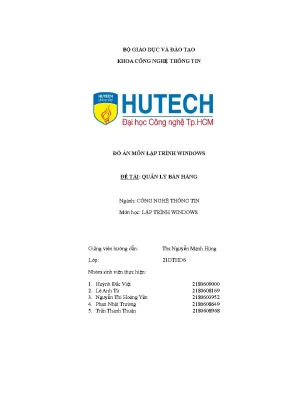 Đồ án môn lập trình windows đề tài quản lý bán hàng