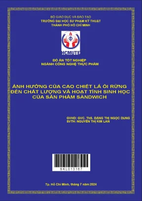 Ảnh hưởng của cao chiết lá ổi rừng đến chất lượng và hoạt tính sinh học của sản phẩm sandwich