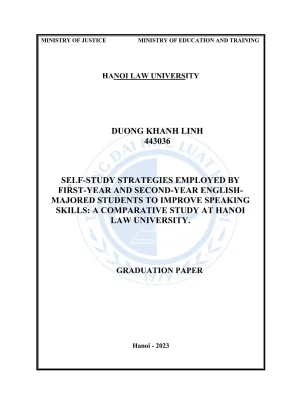 Khóa luận tốt nghiệp self study strategies employed by first year and second year english majored students to improve speaking skills a comparative study hanoi law university