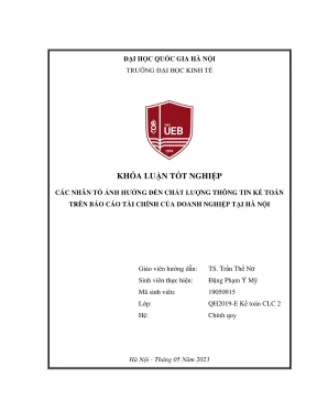 Khóa luận tốt nghiệp kế toán kiểm toán các nhân tố ảnh hưởng đến chất lượng thông tin kế toán trên báo cáo tài chính của doanh nghiệp tại hà nội