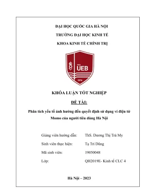 Khóa luận tốt nghiệp phân tích yếu tố ảnh hưởng đến quyết định sử dụng ví điện tử momo của người tiêu dùng hà nội