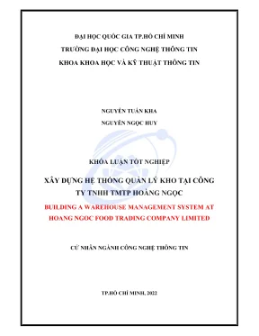 Khóa luận tốt nghiệp công nghệ thông tin xây dựng hệ thống quản lý kho tại công ty tnhh tmtp hoàng ngọc