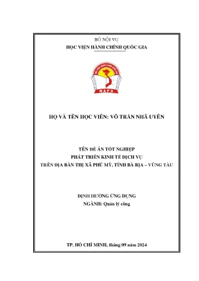 Phát triển kinh tế dịch vụ trên địa bàn thị xã phú mỹ tỉnh bà rịa vũng tàu