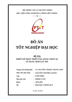Đồ án tốt nghiệp đại học đề tài thiết kế phát triển ứng dụng thuê xe sử dụng servlet api