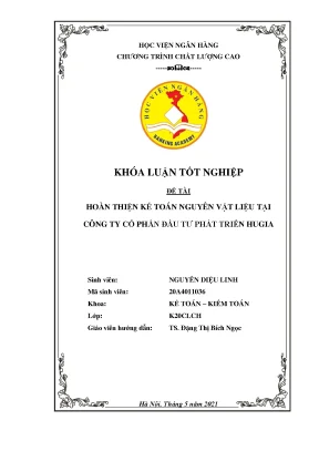 Hoàn thiện kế toán nguyên vật liệu tại công ty cổ phần đầu tư phát triển hugia