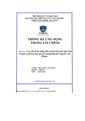 Các yếu tố tác động đến sự hài lòng của sinh viên về dịch vụ hỗ trợ đào tạo tại trường đại học nguyễn tất thành