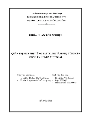 Quản trị mua phụ tùng tại trung tâm phụ tùng của công ty honda việt nam