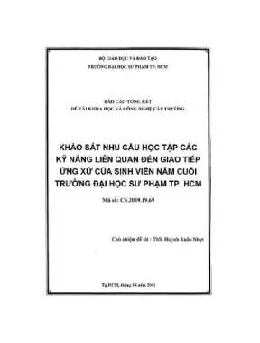Khảo sát nhu cầu học tập các kỹ năng liên quan đến giao tiếp ứng xử của sinh viên năm cuối trường đại học sư phạm tp hcm
