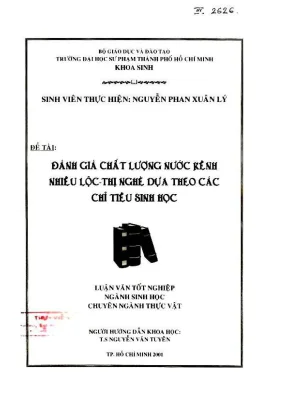 Khóa luận tốt nghiệp sinh học đánh giá chất lượng nước kênh nhiêu lộc thị nghè dựa theo các chỉ tiêu sinh học